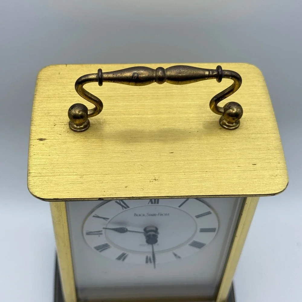 Vintage Black Starr & Frost Brass Carriage Clock Quartz Desk Mantel West Germany